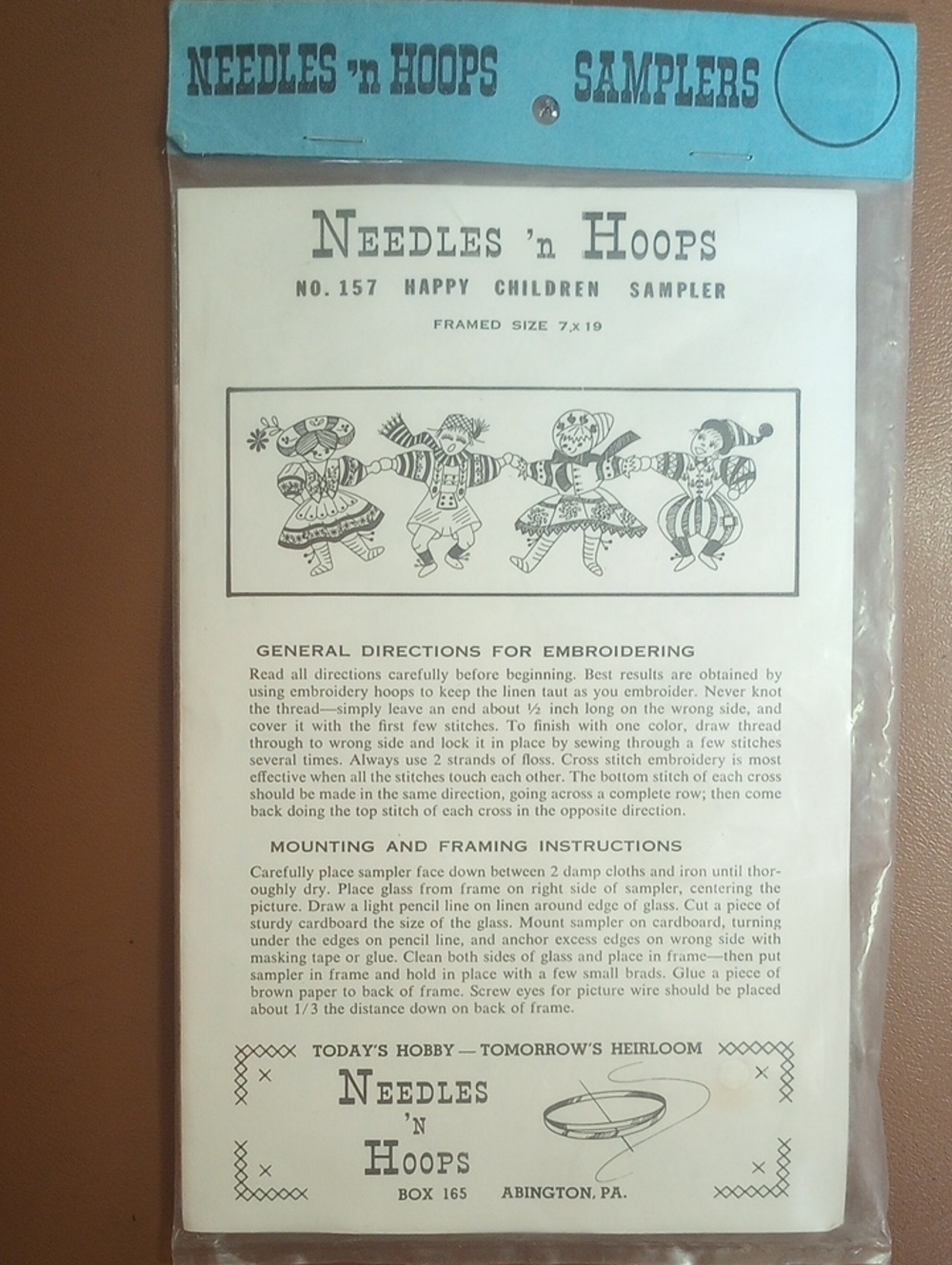 NWT Needles 'N Hoops Embroidery Kit No. 157. Happy Children Sampler